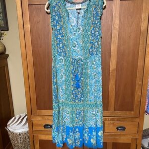 Knox Rose Teal and Blue Floral Maxi Dress